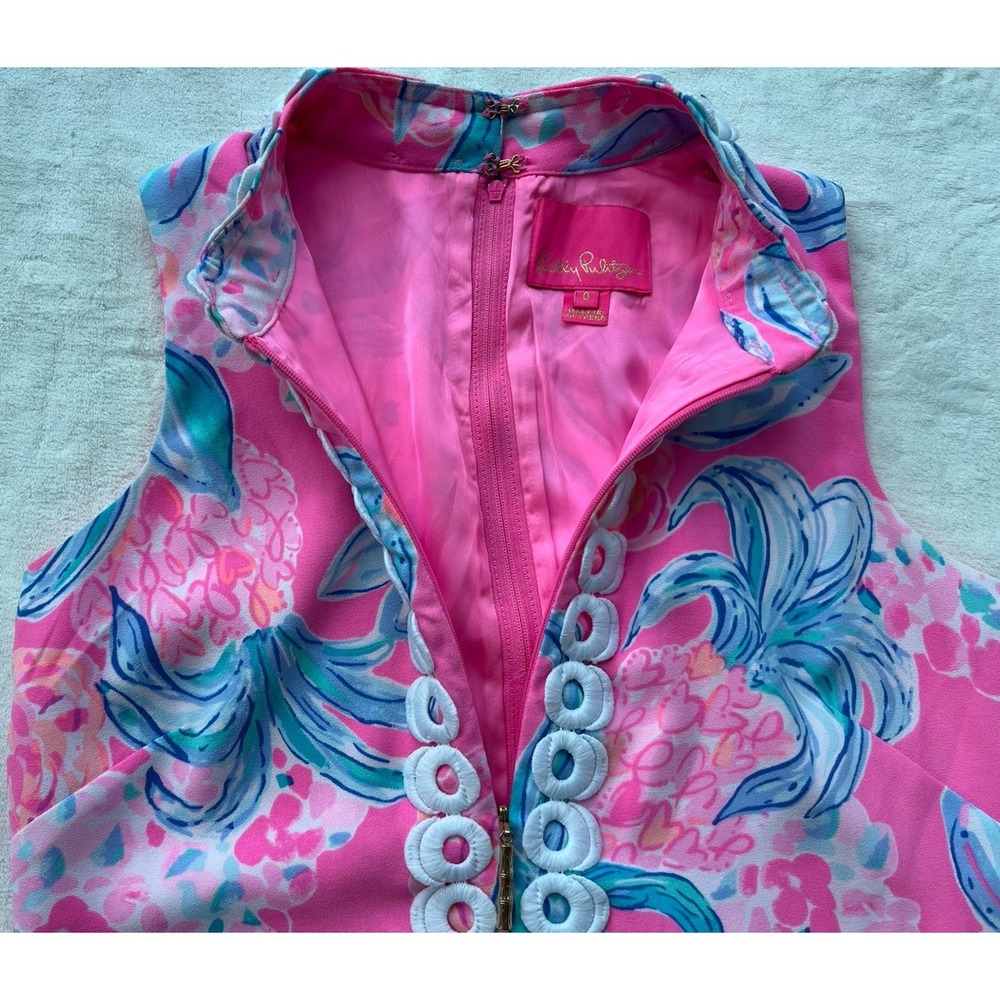Lilly Pulitzer Jonna‎ Romper Size 0 Prosecco Pink Pinking High Collar - Picture 3 of 10